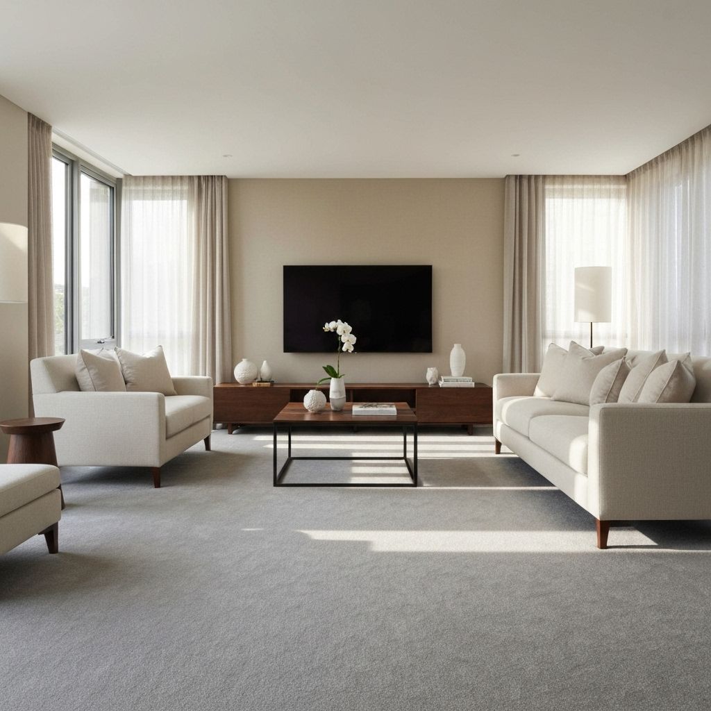 Clean living room with professional carpet cleaning results